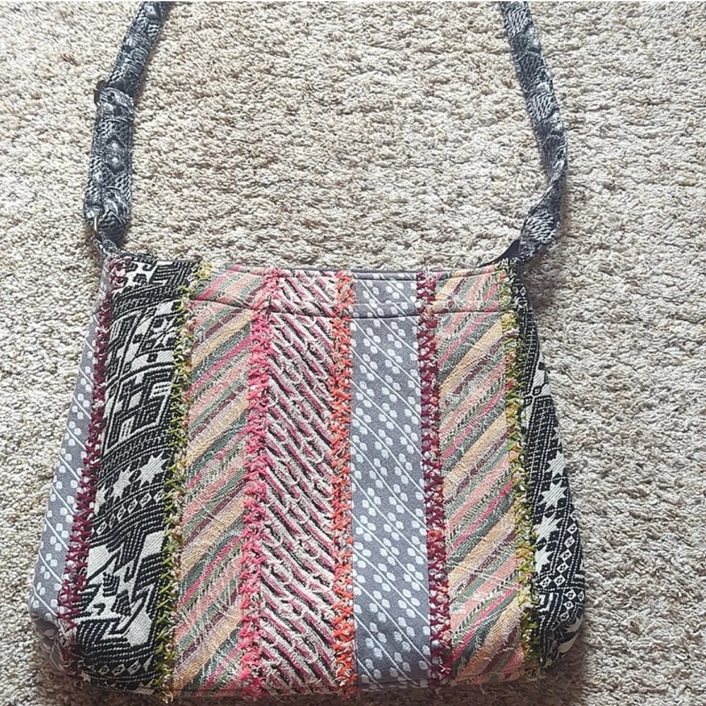 Demdaco Hobo Bag Patchwork Multicolor Bohemian Embroidery Crossbody Festival